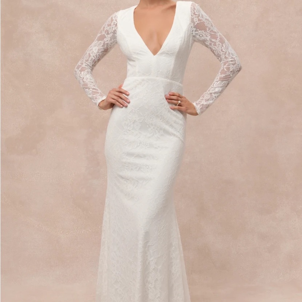 Lulus Emmersyn White Lace Backless Maxi Dress - Size S